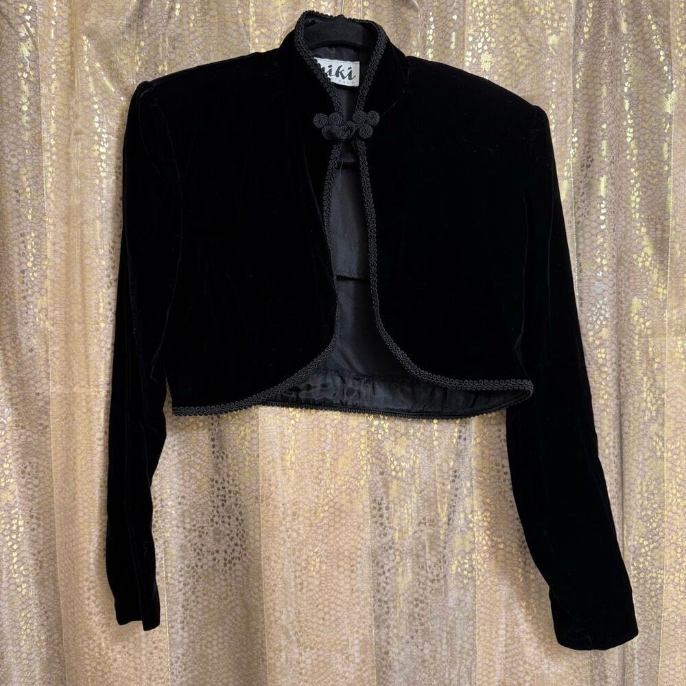Vintage 80's Niki Lavis Originals Black Velvet Jacket Bolero Size 6